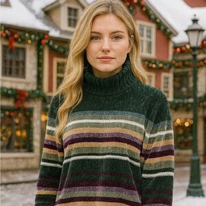 Classic Elements Vintage Chenille Mock Neck Sweater Size L